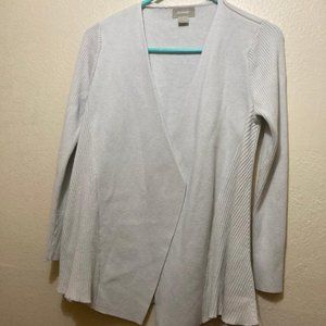 Asoie Women's Off White Open Front Silk Blend Knit Cardigan Sweater Size Small